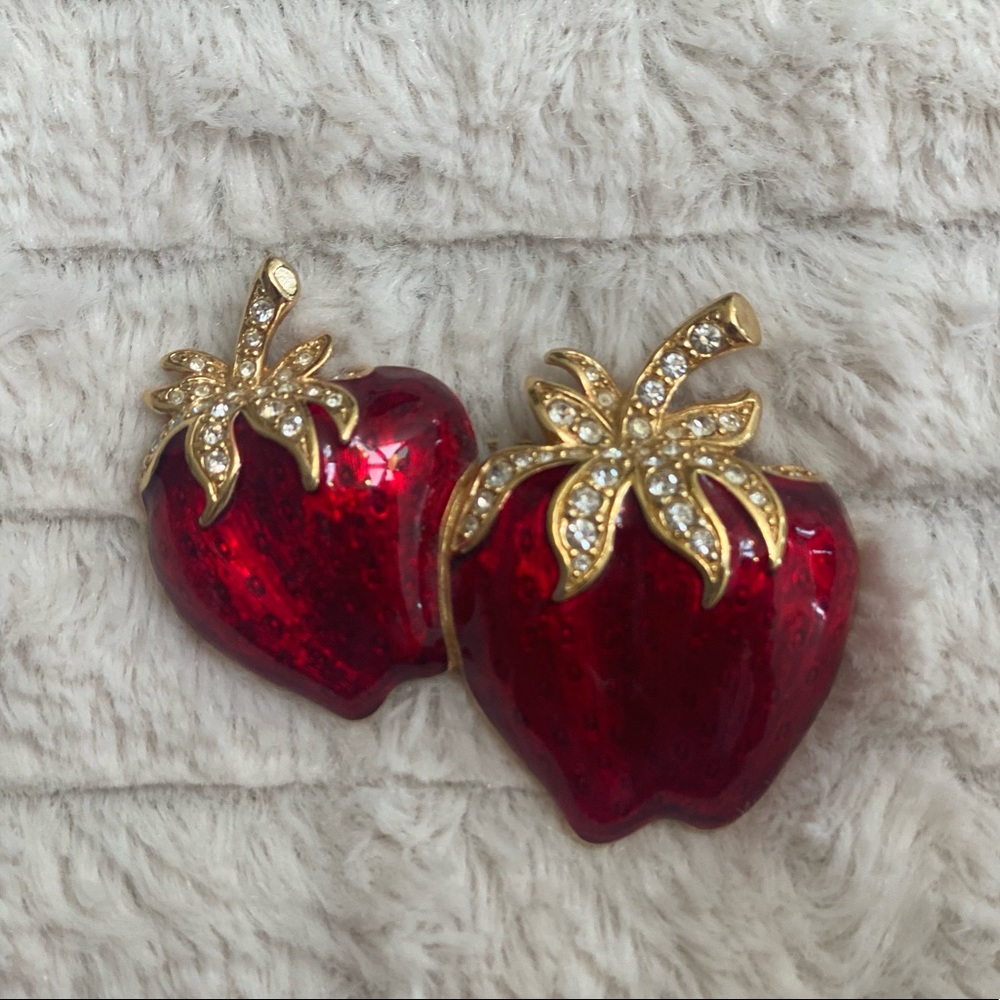 Swarovski Crystal Gold Strawberry Brooch